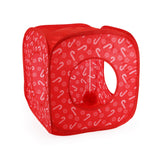 Rosewood Candy Cane Cat Cube with Pom Pom Toy