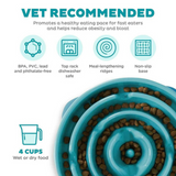 Outward Hound Fun Feeder Drop Turquoise - Slow Feeder Bowl for Dogs