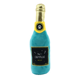 Ancol Pawty Champagne – Plush dog toy shaped like a champagne bottle, featuring a built-in squeaker for gentle play and cuddles