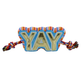 Ancol Pawty Yay Tugger – Soft plush dog toy with dual rope handles and squeaker, perfect for light tugging, cuddles, and gentle play