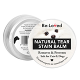 BeLoved BeClear Pet Tear Stain Cure Balm in a tin, gentle solution for removing and preventing tear stains for cats and dogs.
