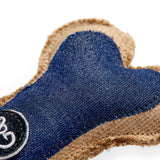 Green & Wilds Boney Den 'M' Jute Eco Dog Toy - Sustainable Jute & Denim Toy for Dogs