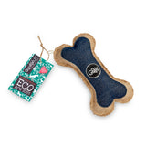 Green & Wilds Boney Den 'M' Jute Eco Dog Toy - Sustainable Jute & Denim Toy for Dogs