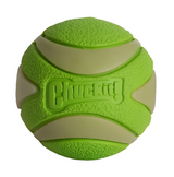 Chuckit! Max Glow Ultra Squeaker Ball – glow-in-the-dark, high-bounce, durable dog fetch toy with built-in squeaker.