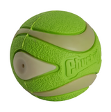 Chuckit! Max Glow Ultra Squeaker Ball – glow-in-the-dark, high-bounce, durable dog fetch toy with built-in squeaker.