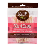 Package of Earth Animal No-Hide Salmon Recipe Dog STIX on a white background