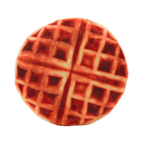 Fabdog Beggo Waffle Dog Toy with realistic waffle design, single squeaker, and stuffing-free interior for safe dog play.