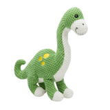 Fabdog Floppy Brontosaurus Plush Dog Toy with floppy limbs, pineapple-textured plush, and six squeakers, available in Small (11”) and Large (13.5”).