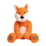 Fabdog Floppy Fox Plush Dog Toy with floppy limbs, soft pineapple plush, and five squeakers for interactive play.