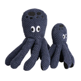 Fabdog Floppy Octopus Plush Dog Toy with soft pineapple plush, floppy limbs, and nine squeakers, available in small and large sizes.