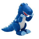 Fabdog Floppy T-Rex Plush Dog Toy with soft pineapple plush, floppy limbs, and four squeakers, measuring 12 inches.