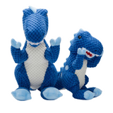 Fabdog Floppy T-Rex Plush Dog Toy with soft pineapple plush, floppy limbs, and four squeakers, measuring 12 inches.