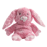 Fabdog Fluffy Bunny Plush Dog Toy with soft, shaggy plush, floppy ears, 4 squeakers, and 1 grunter, measuring 19 inches.