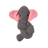 Fabdog Twisty Elephant Dog Toy, a 5-foot-long sherpa-covered elephant with floppy ears, squeakers, and crinkle paper for interactive fun.