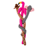 Fabdog Twisty Elephant Dog Toy, a 5-foot-long sherpa-covered elephant with floppy ears, squeakers, and crinkle paper for interactive fun.