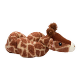 Fabdog Twisty Giraffe Dog Toy, a 5-foot-long giraffe covered in soft Sherpa fabric with squeakers, crinkle paper, and a twistable design.