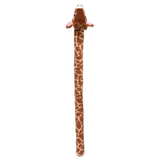 Fabdog Twisty Giraffe Dog Toy, a 5-foot-long giraffe covered in soft Sherpa fabric with squeakers, crinkle paper, and a twistable design.