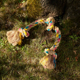Eco-friendly jute rope dog toy with three knots – durable and natural chew toy