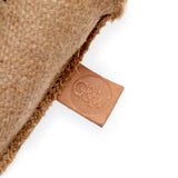 Eco-friendly ice cream cone dog toy featuring a jute cone, plaited jute rope scoop, and suede sunglasses, perfect for sustainable play.