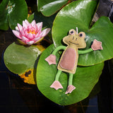 Eco-friendly dog toy shaped like a frog, crafted with natural jute and suede, perfect for safe and sustainable pet play.