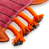 Eco-friendly lobster-shaped dog toy made from natural suede, jute fibre stuffing, and plaited jute rope legs. Perfect for chewing and tugging.