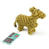 Eco-friendly dog toy shaped like a llama, made from knotted jute rope over a recycled bottle. Durable, safe, and perfect for chewing or playing.