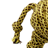 Eco-friendly dog toy shaped like a llama, made from knotted jute rope over a recycled bottle. Durable, safe, and perfect for chewing or playing.