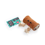 Eco-friendly Pam Au Chocolat dog toy, made with sustainable jute and soft suede for safe chewing and playtime.