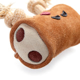 Eco-friendly Pam Au Chocolat dog toy, made with sustainable jute and soft suede for safe chewing and playtime.