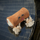 Eco-friendly Pam Au Chocolat dog toy, made with sustainable jute and soft suede for safe chewing and playtime.