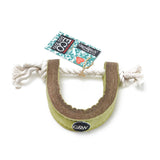 Eco-friendly Push Me, Pull Me dog toy made from natural jute and soft suede, perfect for tugging and fetching.