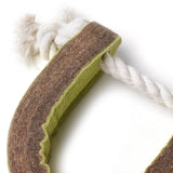 Eco-friendly Push Me, Pull Me dog toy made from natural jute and soft suede, perfect for tugging and fetching.