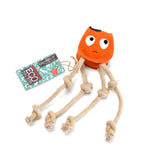 Sid the Squid eco-friendly dog toy made from suede, natural jute fibre, and strong jute rope arms for tugging and chewing fun.
