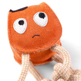 Sid the Squid eco-friendly dog toy made from suede, natural jute fibre, and strong jute rope arms for tugging and chewing fun.