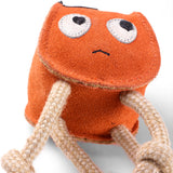 Sid the Squid eco-friendly dog toy made from suede, natural jute fibre, and strong jute rope arms for tugging and chewing fun.