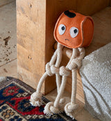 Sid the Squid eco-friendly dog toy made from suede, natural jute fibre, and strong jute rope arms for tugging and chewing fun.