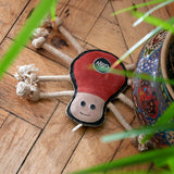 Spike the Spider eco-friendly dog toy made from soft suede and natural jute fibre, featuring eight sturdy rope legs for interactive play.