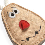 Spud Nik eco-friendly dog toy made from natural jute and soft suede, featuring long jute legs for interactive play.
