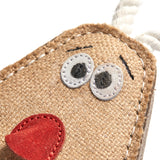 Spud Nik eco-friendly dog toy made from natural jute and soft suede, featuring long jute legs for interactive play.