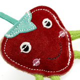 Green & Wilds Steve The Strawberry Eco Dog & Cat Toy made from natural jute and suede – safe, durable, and eco-friendly.