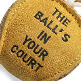 Green & Wilds The Ball’s In Your Court Eco Dog Toy made from natural jute and suede – biodegradable, durable, and pet-safe.