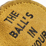 Green & Wilds The Ball’s In Your Court Eco Dog Toy made from natural jute and suede – biodegradable, durable, and pet-safe.