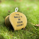 Green & Wilds The Ball’s In Your Court Eco Dog Toy made from natural jute and suede – biodegradable, durable, and pet-safe.