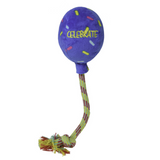 KONG Birthday Blue Balloon Dog Toy with Rope – Festive Squeaky Fetch & Tug Toy