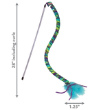 KONG Cat Teaser Curlz – Spring-Loaded Wand Toy with Feather & Ribbon for Cats