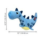 KONG Dynos Roars Blue - Squeaky Fun Plush Toy for Dogs