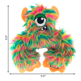 KONG Frizzle Frazzle Dog Toy – Long shaggy plush with a flat body, squeaker, and crinkle sounds for interactive play and snuggles.