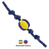 KONG Jaxx Brights Ball with Rope (Assorted Colours) – Durable Tug & Chew for Dogs
