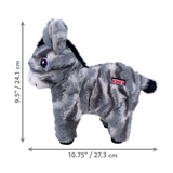 KONG Low Stuff Stripes Donkey Plush Dog Toy – Soft, floppy body with low tone squeaker, minimal stuffing, and high-contrast stripes.