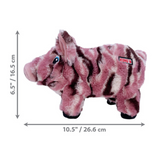 KONG Low Stuff Stripes Pig Plush Dog Toy – Soft, floppy body with low tone squeaker, minimal stuffing, and high-contrast stripes.
